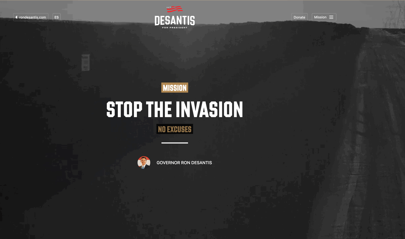 Скриншот сайта&nbsp;https://rondesantis.com/mission/stop-the-invasion/